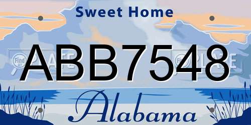 ABB7548 Alabama License Plate