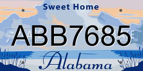 ABB7685 Alabama License Plate