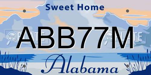 ABB77M Alabama License Plate