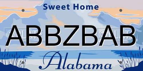 ABBZBAB Alabama License Plate