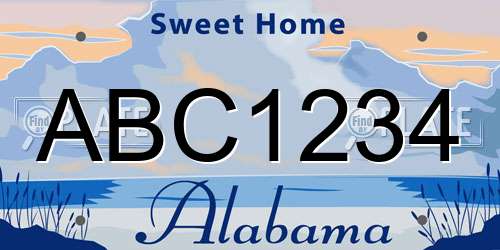 ABC1234 Alabama License Plate