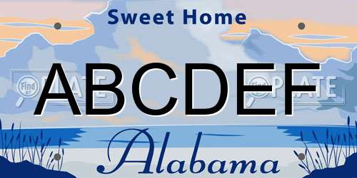 ABCDEF Alabama License Plate