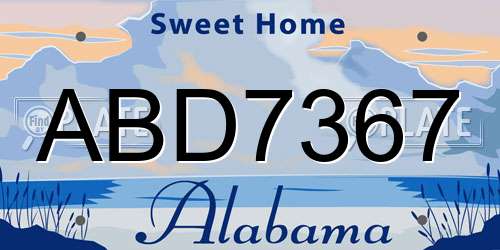 ABD7367 Alabama License Plate
