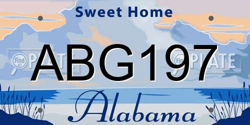 ABG197 Alabama License Plate