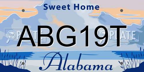 ABG19T Alabama License Plate