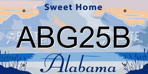 ABG25B Alabama License Plate