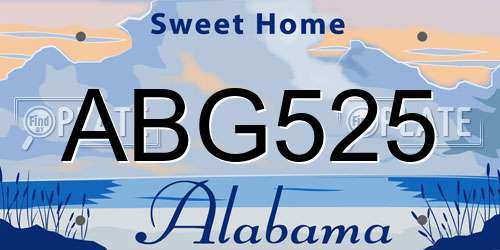 ABG525 Alabama License Plate