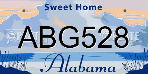 ABG528 Alabama License Plate