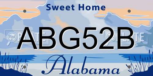 ABG52B Alabama License Plate