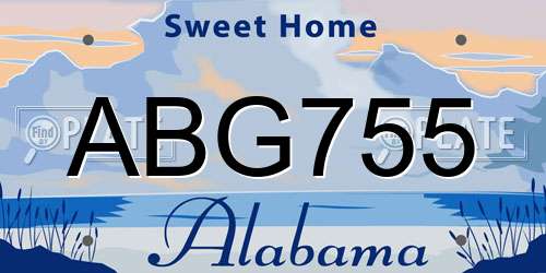 ABG755 Alabama License Plate