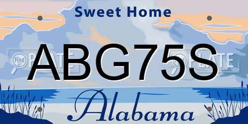 ABG75S Alabama License Plate