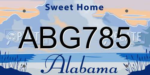 ABG785 Alabama License Plate