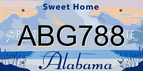 ABG788 Alabama License Plate