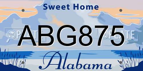 ABG875 Alabama License Plate