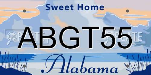 ABGT55 Alabama License Plate