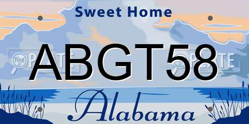 ABGT58 Alabama License Plate