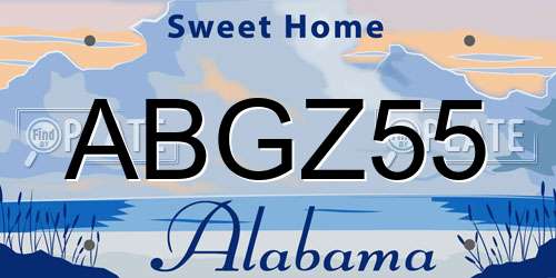 ABGZ55 Alabama License Plate