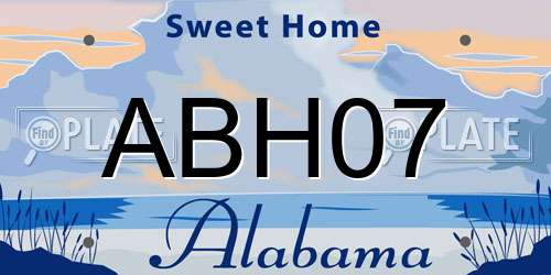 ABH07 Alabama License Plate