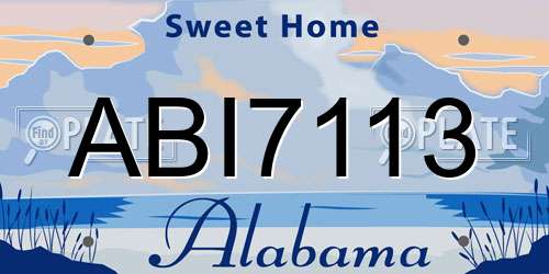 ABI7113 Alabama License Plate