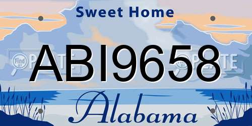 ABI9658 Alabama License Plate