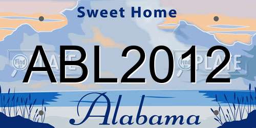 ABL2012 Alabama License Plate