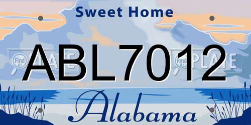 ABL7012 Alabama License Plate
