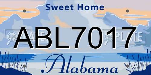 ABL7017 Alabama License Plate