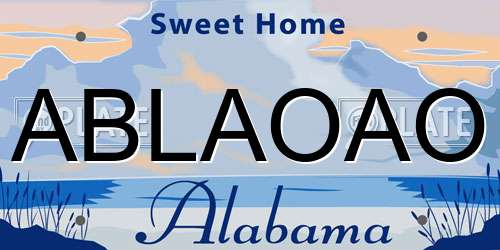 ABLAOAO Alabama License Plate