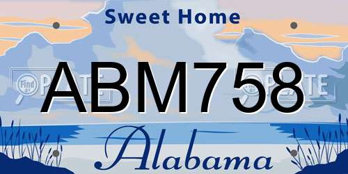 ABM758 Alabama License Plate