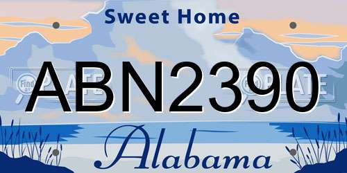 ABN2390 Alabama License Plate
