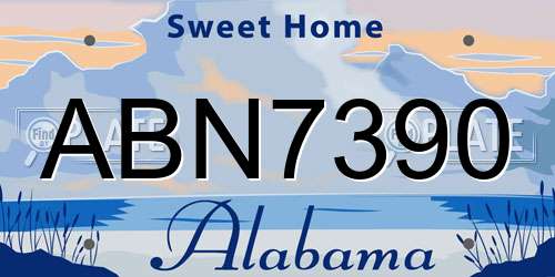 ABN7390 Alabama License Plate