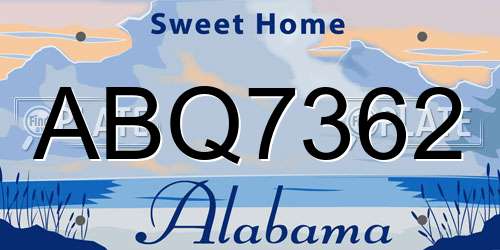 ABQ7362 Alabama License Plate