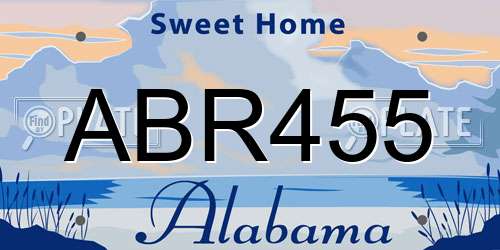 ABR455 Alabama License Plate
