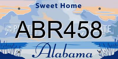 ABR458 Alabama License Plate