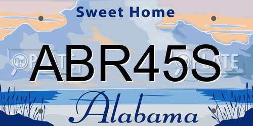 ABR45S Alabama License Plate