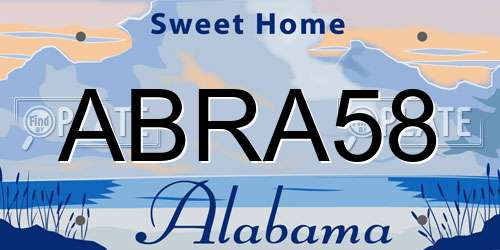 ABRA58 Alabama License Plate