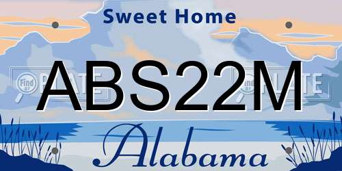 ABS22M Alabama License Plate