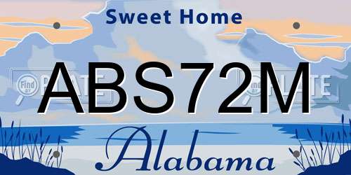 ABS72M Alabama License Plate