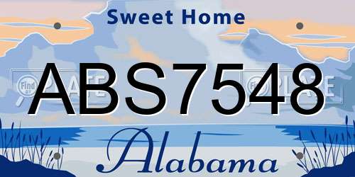 ABS7548 Alabama License Plate