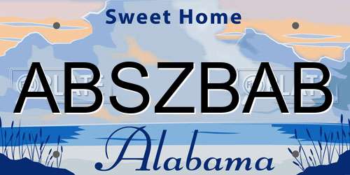 ABSZBAB Alabama License Plate