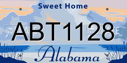 ABT1128 Alabama License Plate