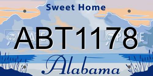 ABT1178 Alabama License Plate