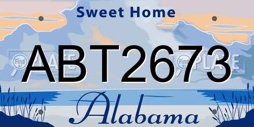 ABT2673 Alabama License Plate