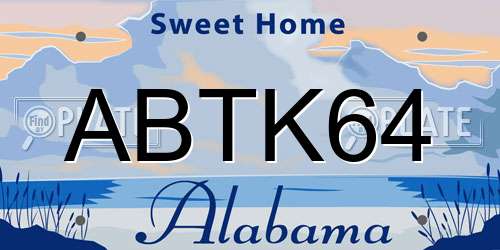 ABTK64 Alabama License Plate