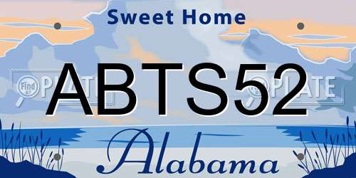 ABTS52 Alabama License Plate