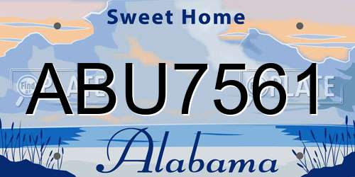 ABU7561 Alabama License Plate