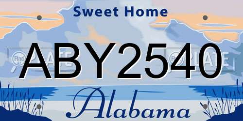 ABY2540 Alabama License Plate