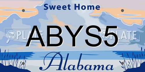 ABYS5 Alabama License Plate