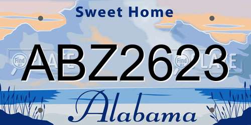 ABZ2623 Alabama License Plate