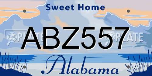 ABZ557 Alabama License Plate